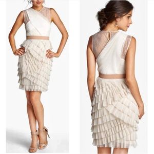 BCBGMaxAzria Tiered Ruffle Mesh Dres